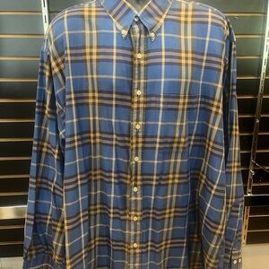 Burberry Blue and Tan Plaid Men's Shirt